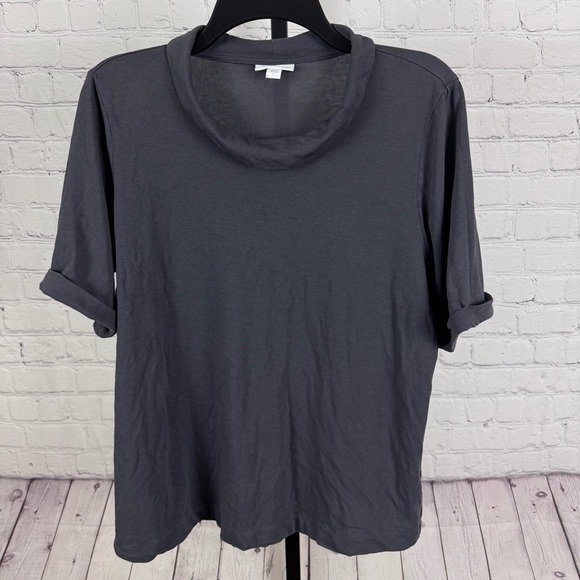 Pure Jill J. Jill Dark Gray Mock Turtleneck Short Sleeve Top Size Large - Picture 1 of 6